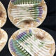 Set of 6 vintage Barbotine asparagus plates