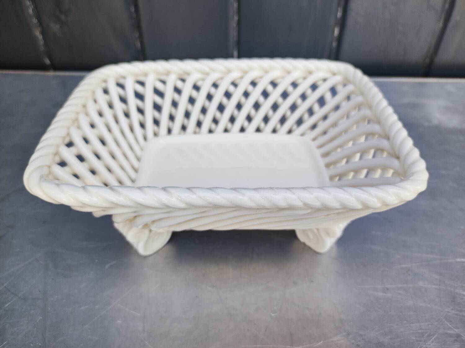 Vintage basket, woven ceramic fruit bowl