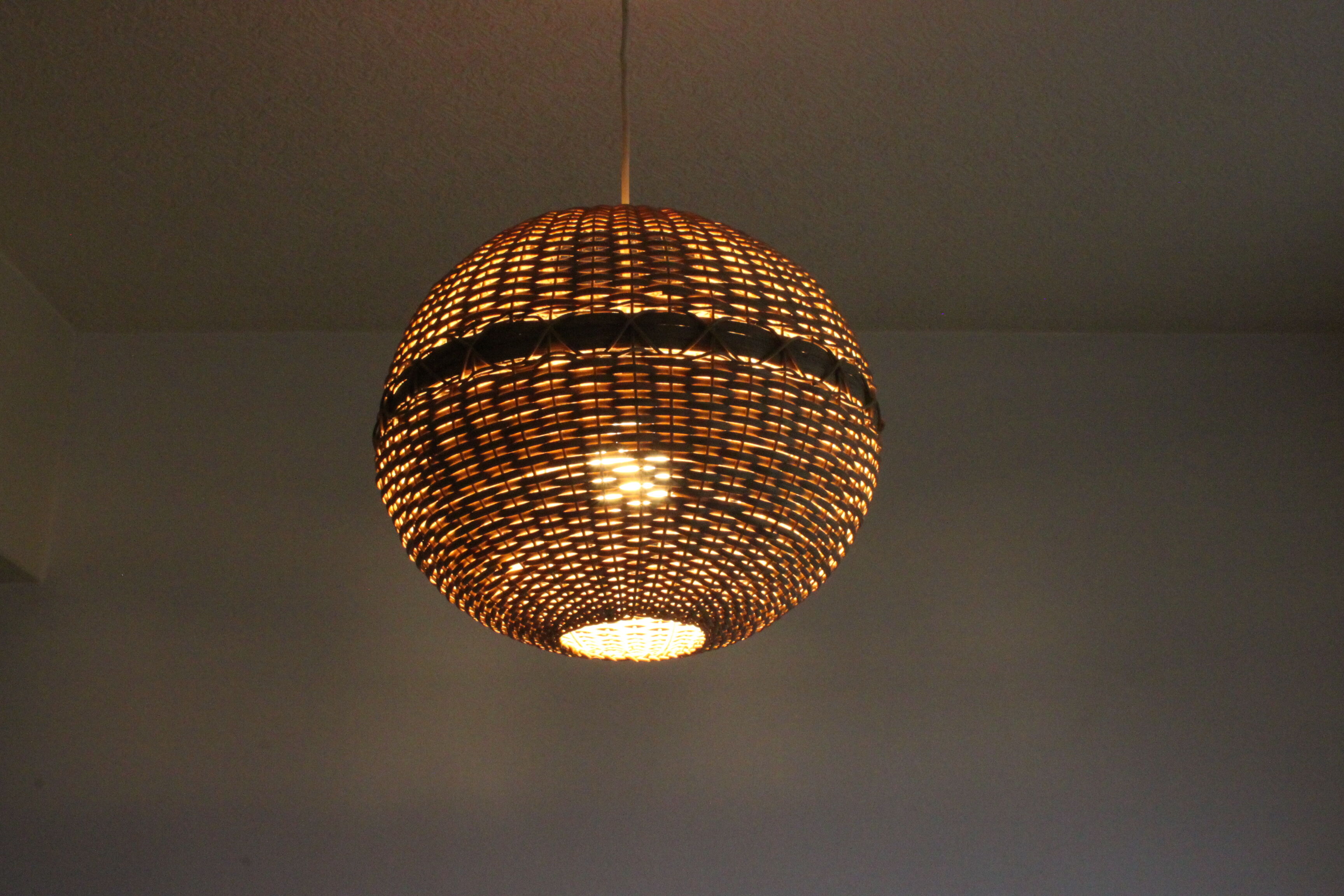 Rattan ball pendant light, 1960s