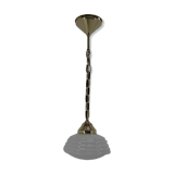Suspension Art Nouveau en laiton et verre opalin, années 1920