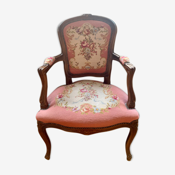 Pink embroidery armchair