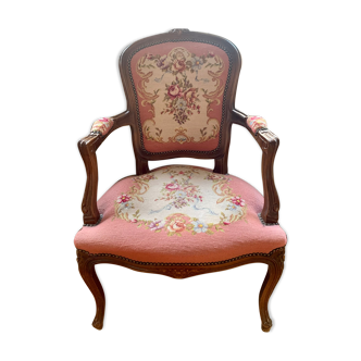 Pink embroidery armchair