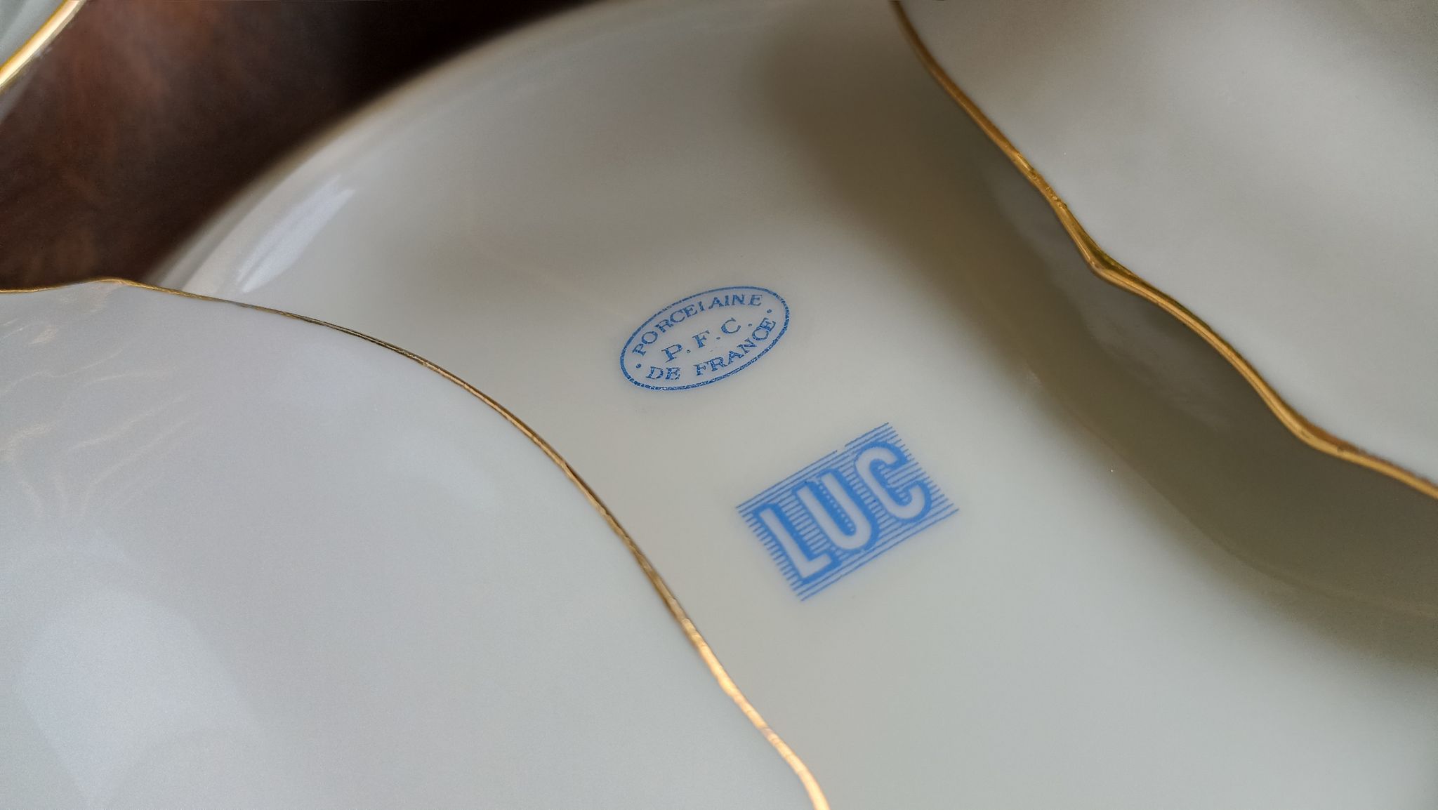 12 semi-hollow plates in Vierzon porcelain decorated with flowers and gilding