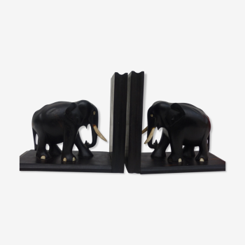 Former pair of ART DECO book greenhouses with ebony elephant motifs