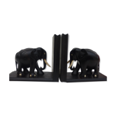 Paire de serre livres art deco à motif d' éléphants en ébène