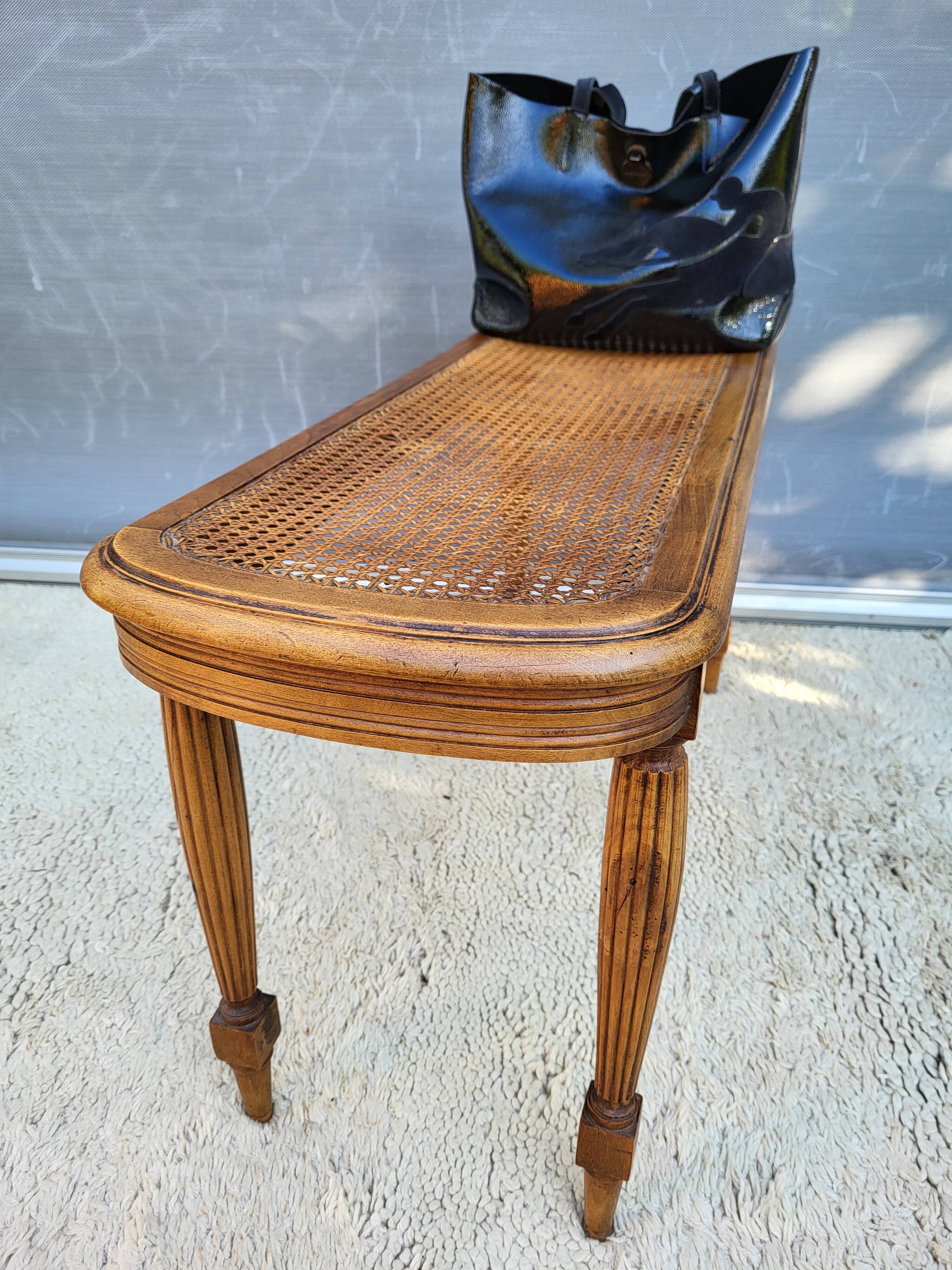 Louis XVI style piano bench in wood and cane