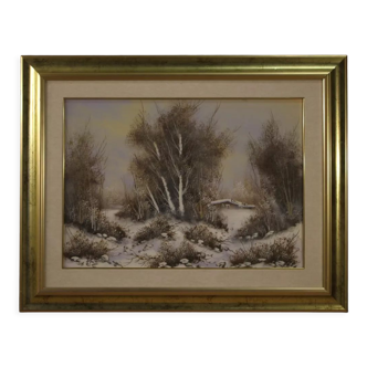 Paysage d’hiver italien peinture huile sur toile