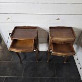 Paire de tables de chevet style Louis XV en merisier