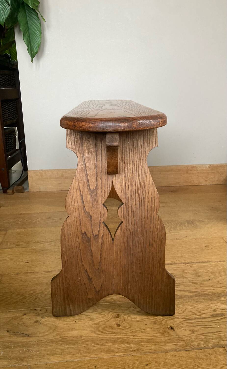 Country bench in solid oak, mid-20th century