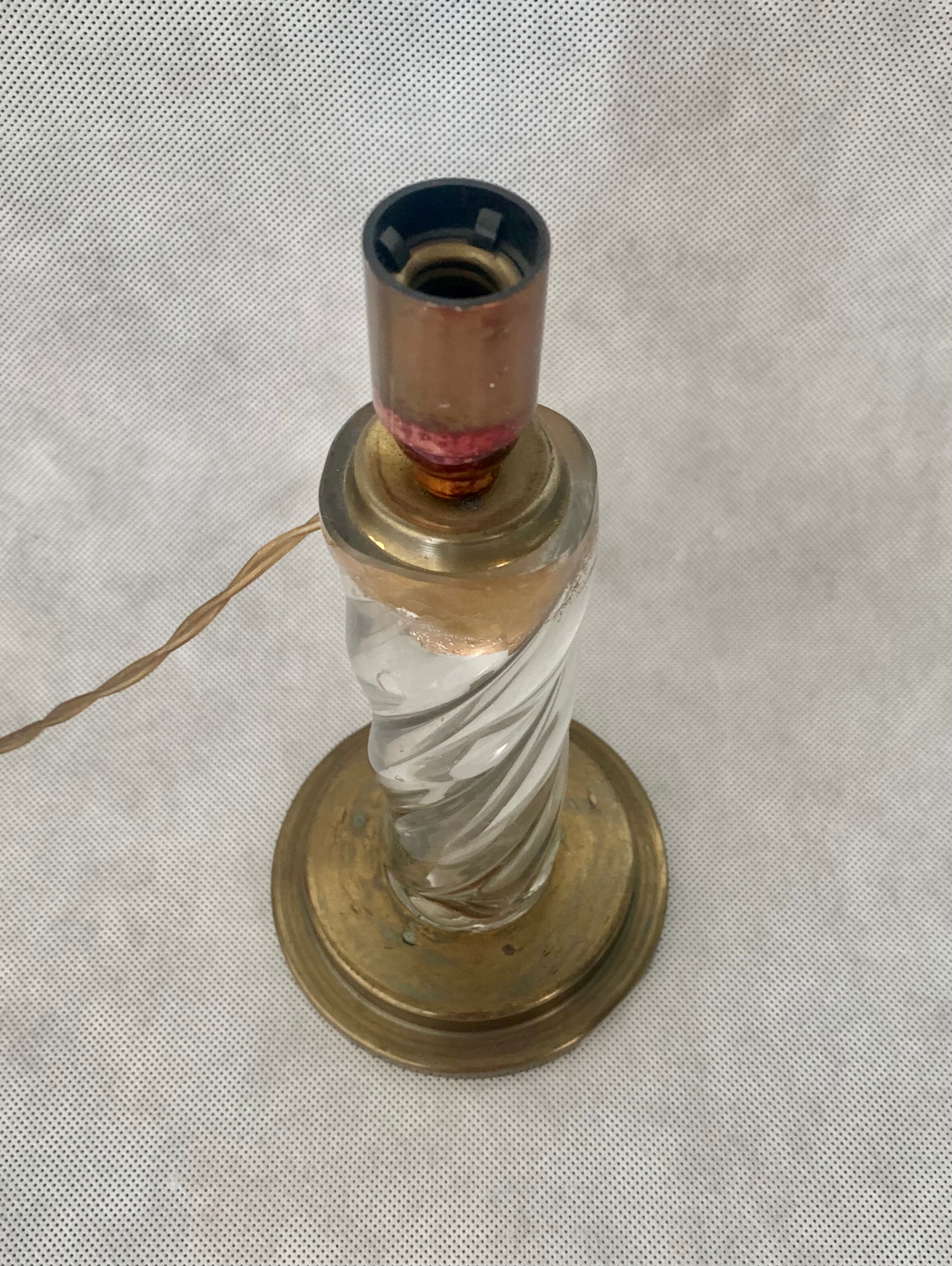 Lamp base glass and brass, 1950s