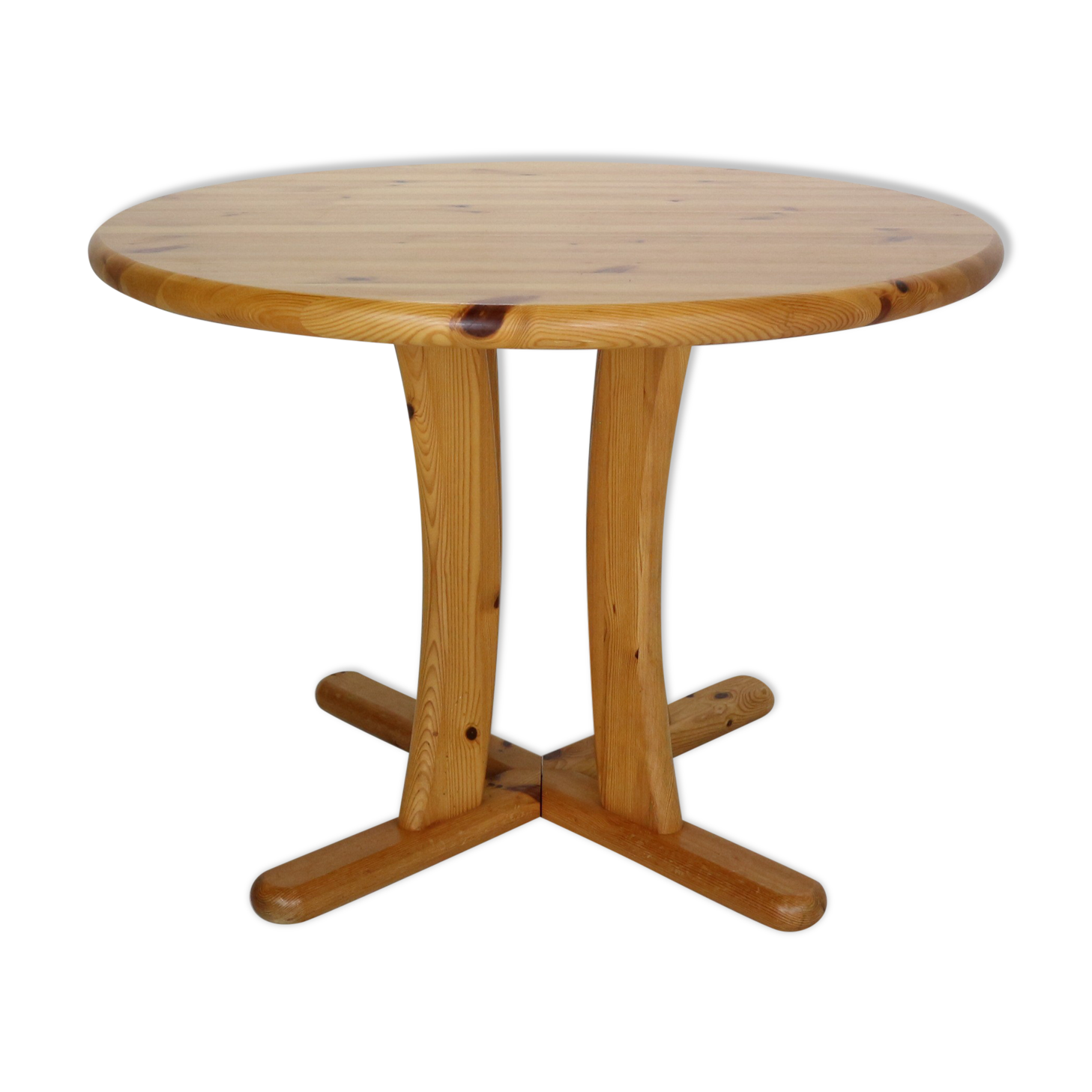 Round Solid Pinewood Dinning Table, 1970's Denmark