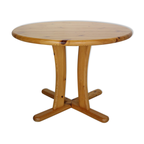 Table à manger ronde en pin massif, années 1970, Danemark