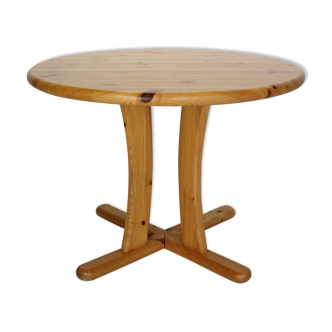 Table à manger ronde en pin massif, Danemark des années 1970