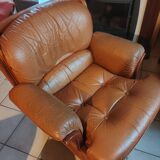 Fauteuil cuir marron