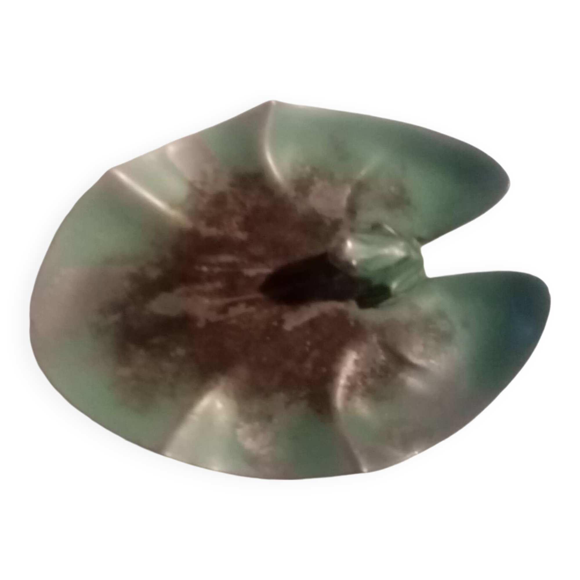 Superb old art deco ashtray signed max le verrier frog and water lily decor