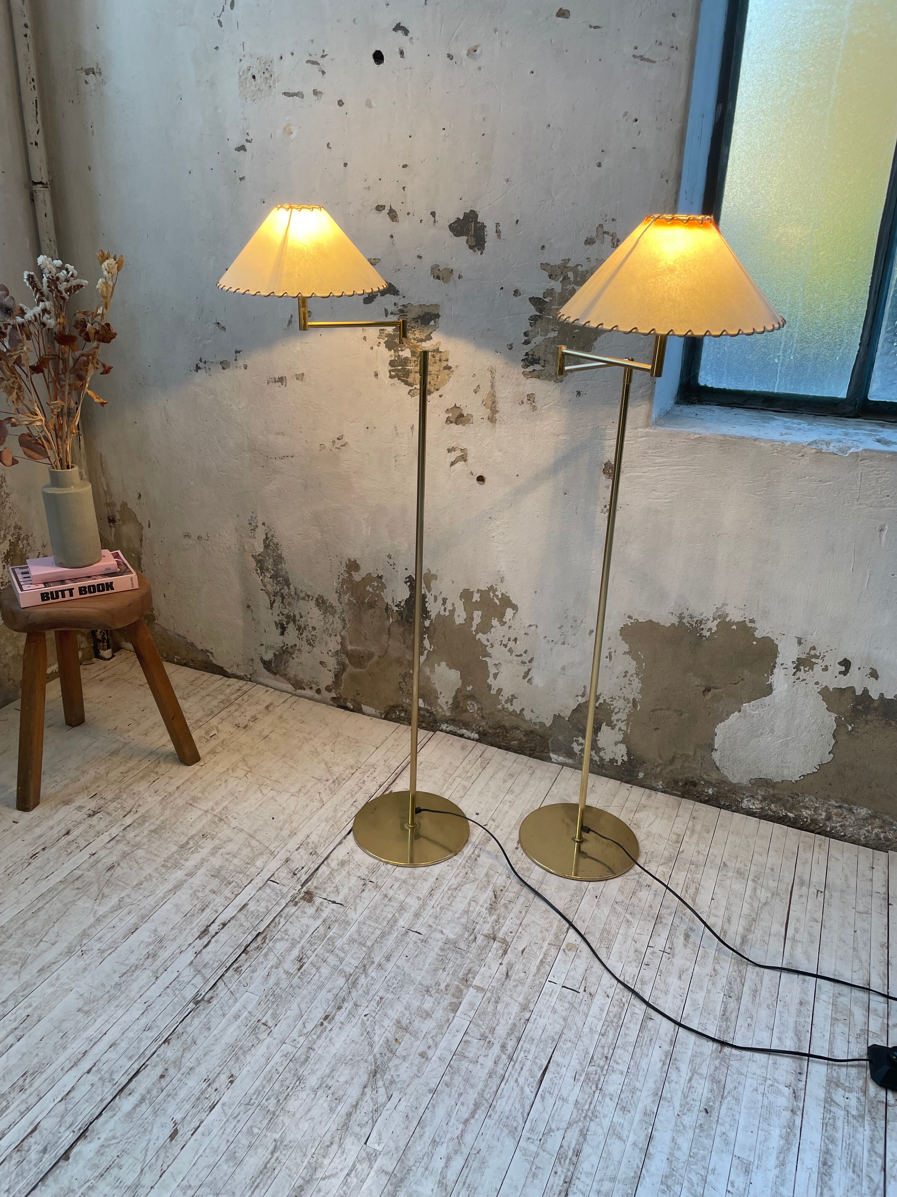 Pair of SCE floor lamps articulated brass 70s