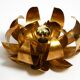 Pair of 70's gilded floral Regency wall or ceiling lamp with large leaves