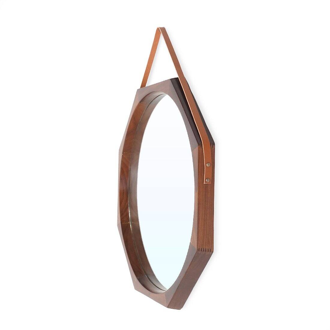 Octagonal mirror with a teak frame, 1960s