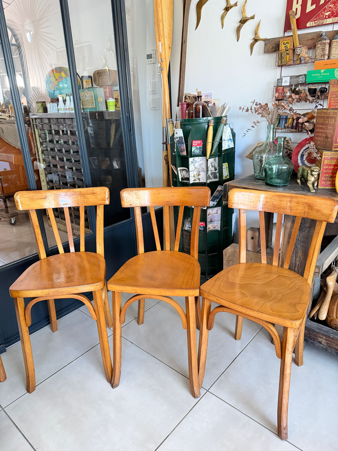 Set of 3 vintage Luterma bistro chairs