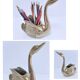 Zoomorphic solid brass swan pen holder