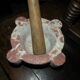 Mortar in veined red marble and its wooden pestle 20th century