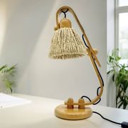 Articulated lamp in wood and rope, 1970s