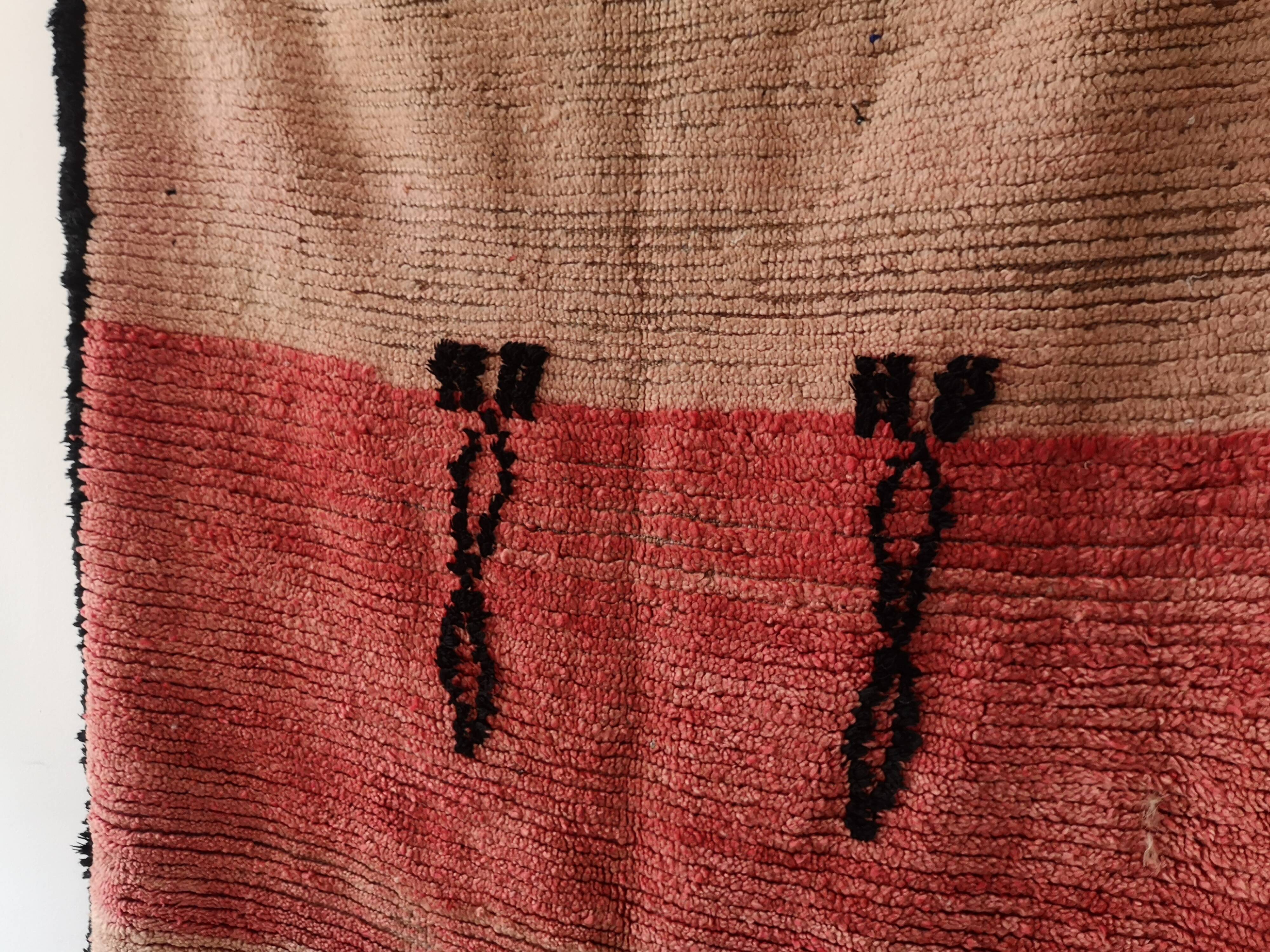 Moroccan carpet boujaad, black and faded pink