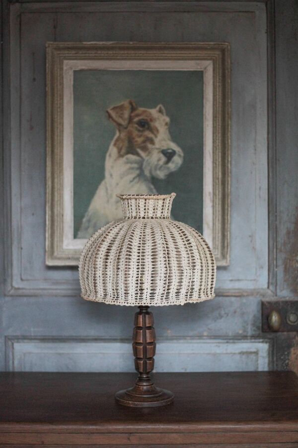 Lampe de chevet, lampe de table, lampe à poser vintage, lampe bois sculpté