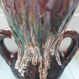 Brown vase with handle Vallauris