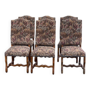 6 chaises Louis xiv bois