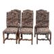 6 Louis XIV chairs made of solid wood with sheep bone and 19th-century floral fabric.