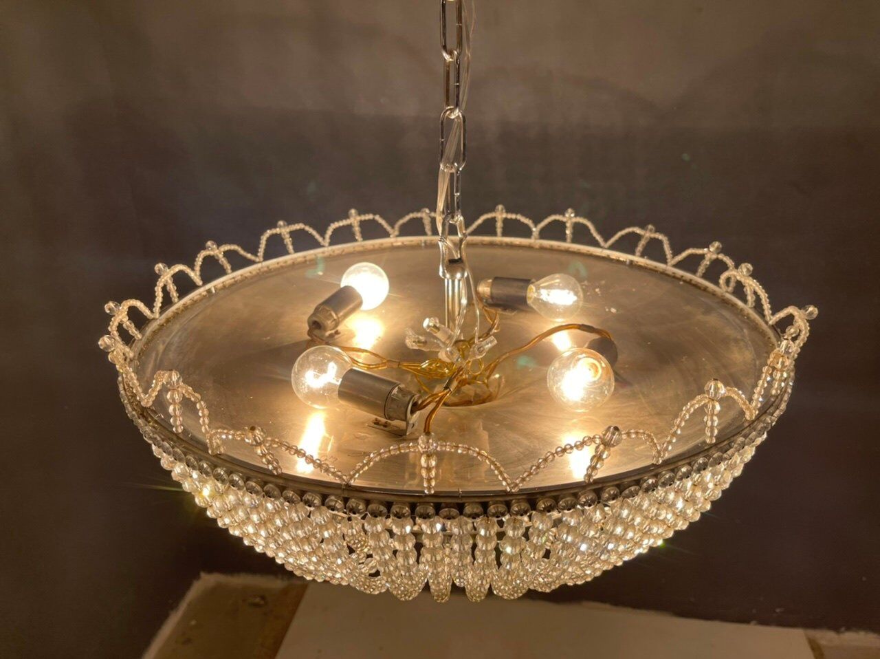Italian Crystal Beaded Chandelier, 1960s