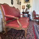 Regency 3-seater sofa in burgundy wood and leather