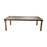 Brass coffee table and 1970 smoked glass