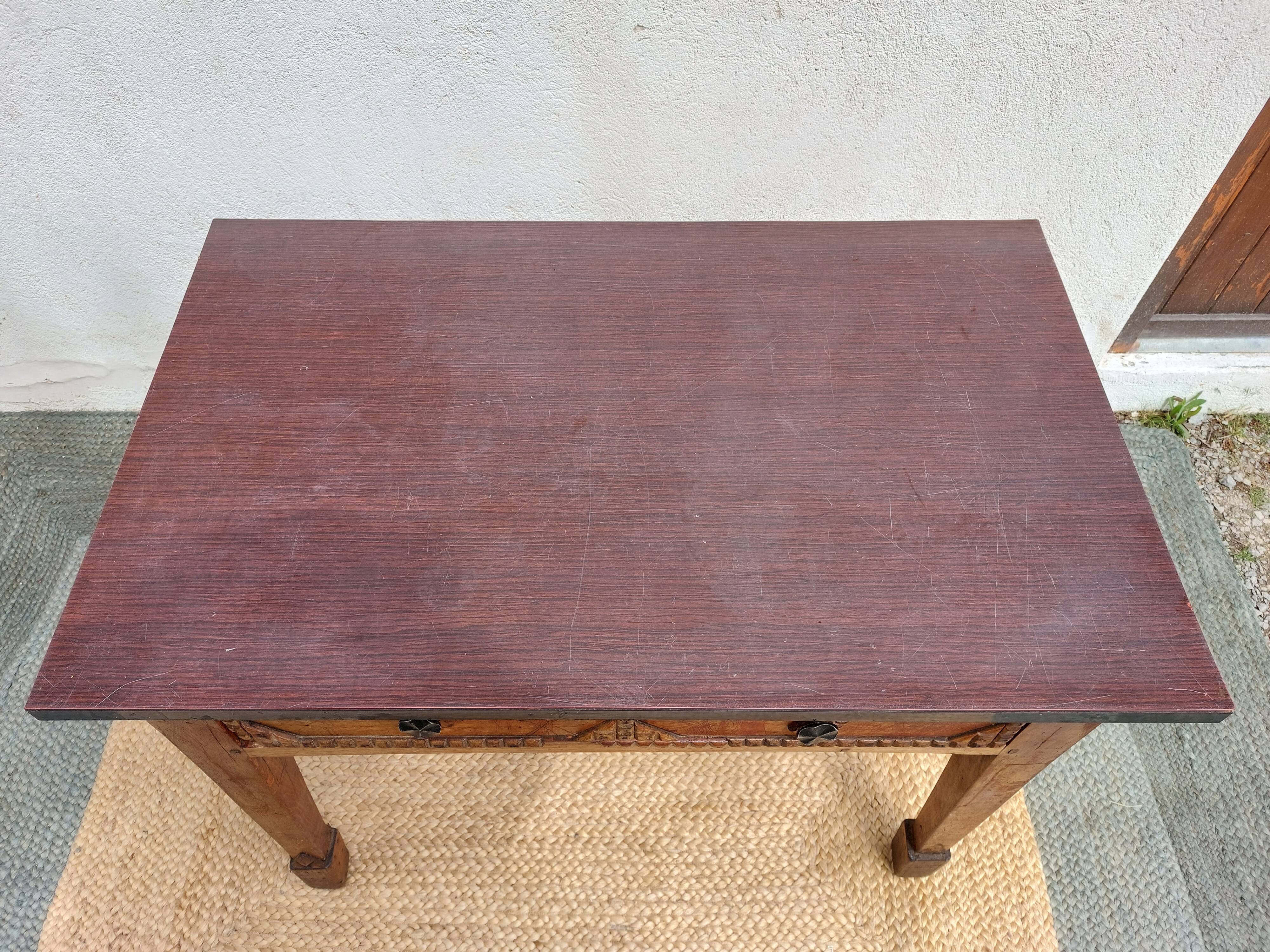 brutalist wooden table