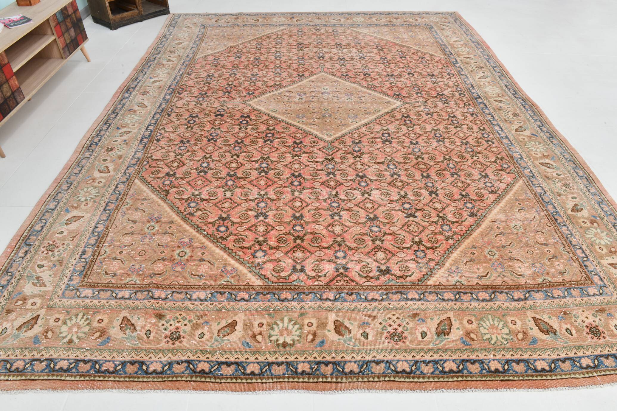 10x13 Salmon Pink Oriental Antique Persian Rug, 296x387Cm