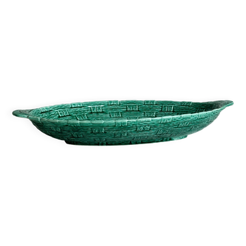 plat ancien Digoin en céramique verte