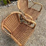 Pair of vintage rattan armchairs 1960