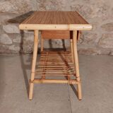 Side table with drawer rattan