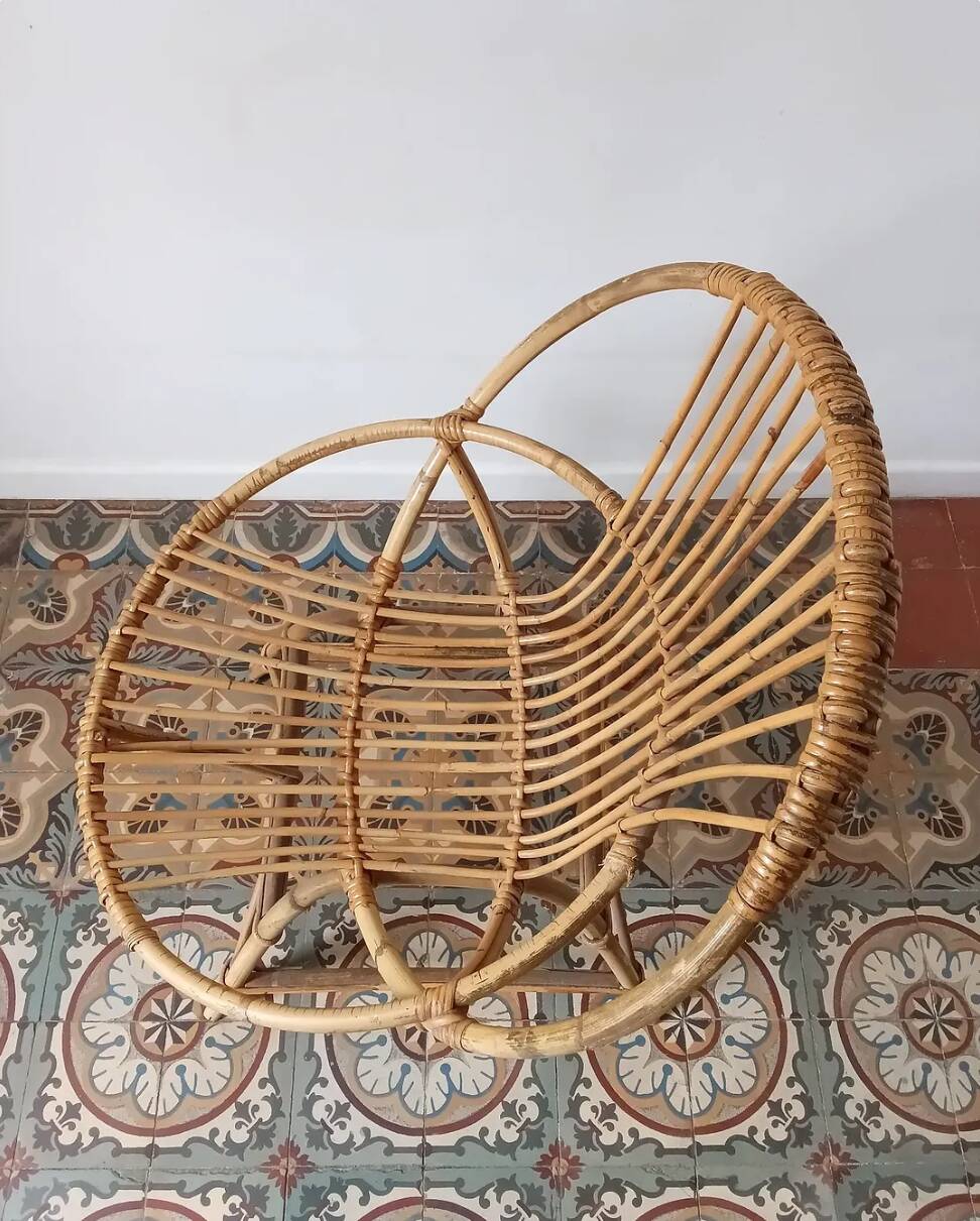Trio de fauteuils rotin vintage