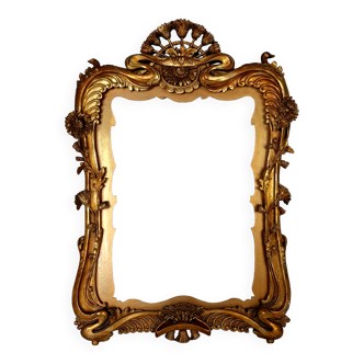 Old art-nouveau frame gilded stucco wood 56x40 foliage 41x32 cm