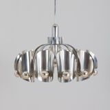 Italian Space Age chandelier in chrome with mirror bulbs, 1970s