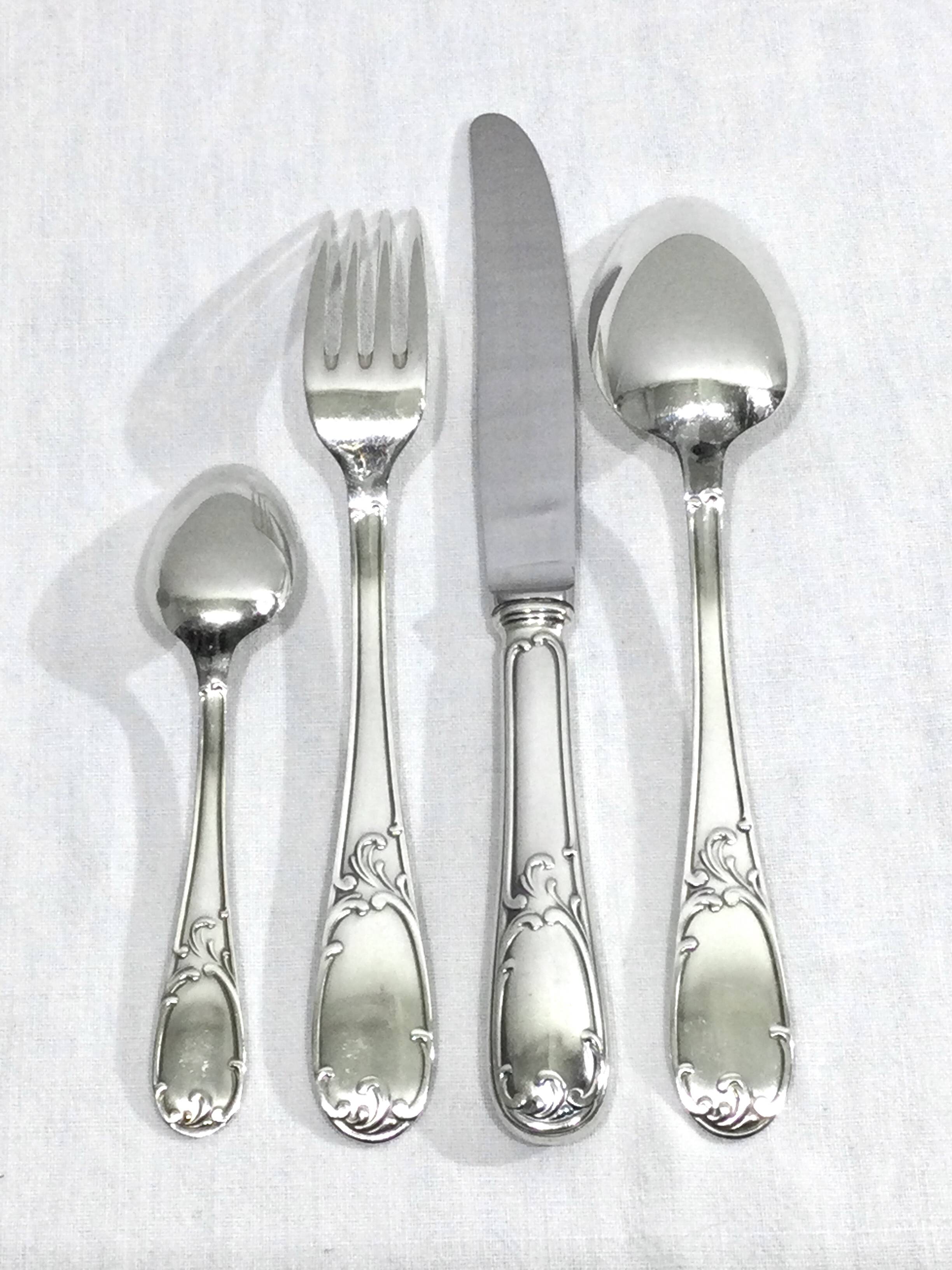 49-piece cutlery set in Louis XV silver-plated metal