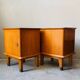 Pair of vintage light wood bedside tables