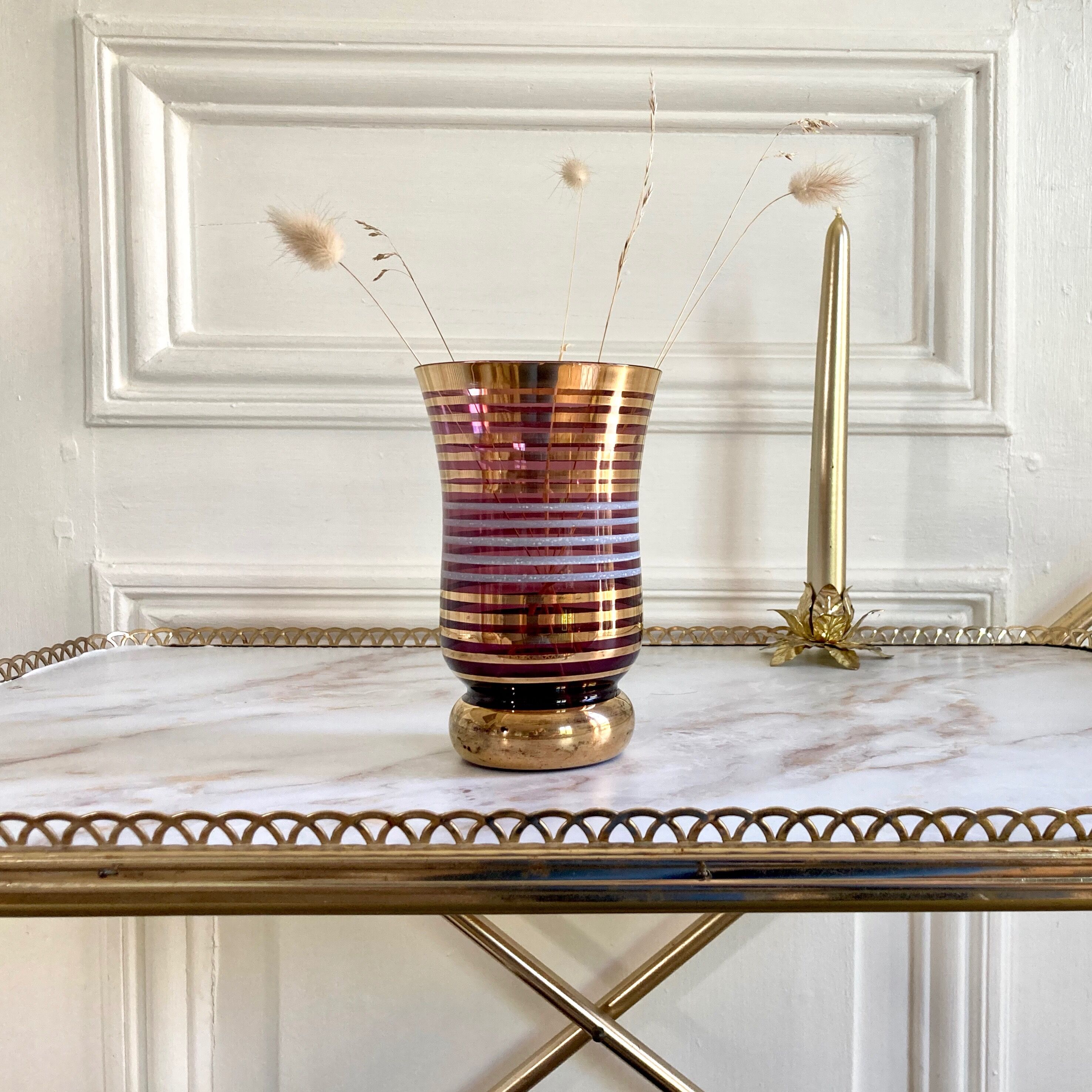 Vase Art deco decoration bayadère gold