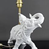 Pair of White Ceramic Sculptural Lamps, Elephants, Italy, 1970