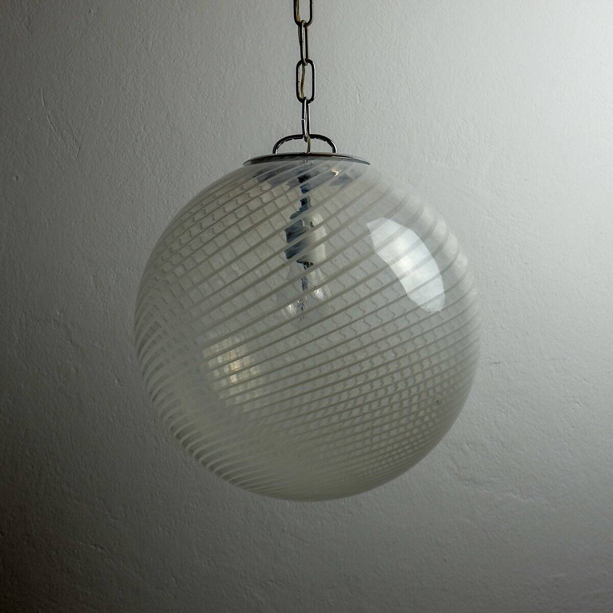 Vintage Swirl Murano pendant lamp, Italy, 1970s