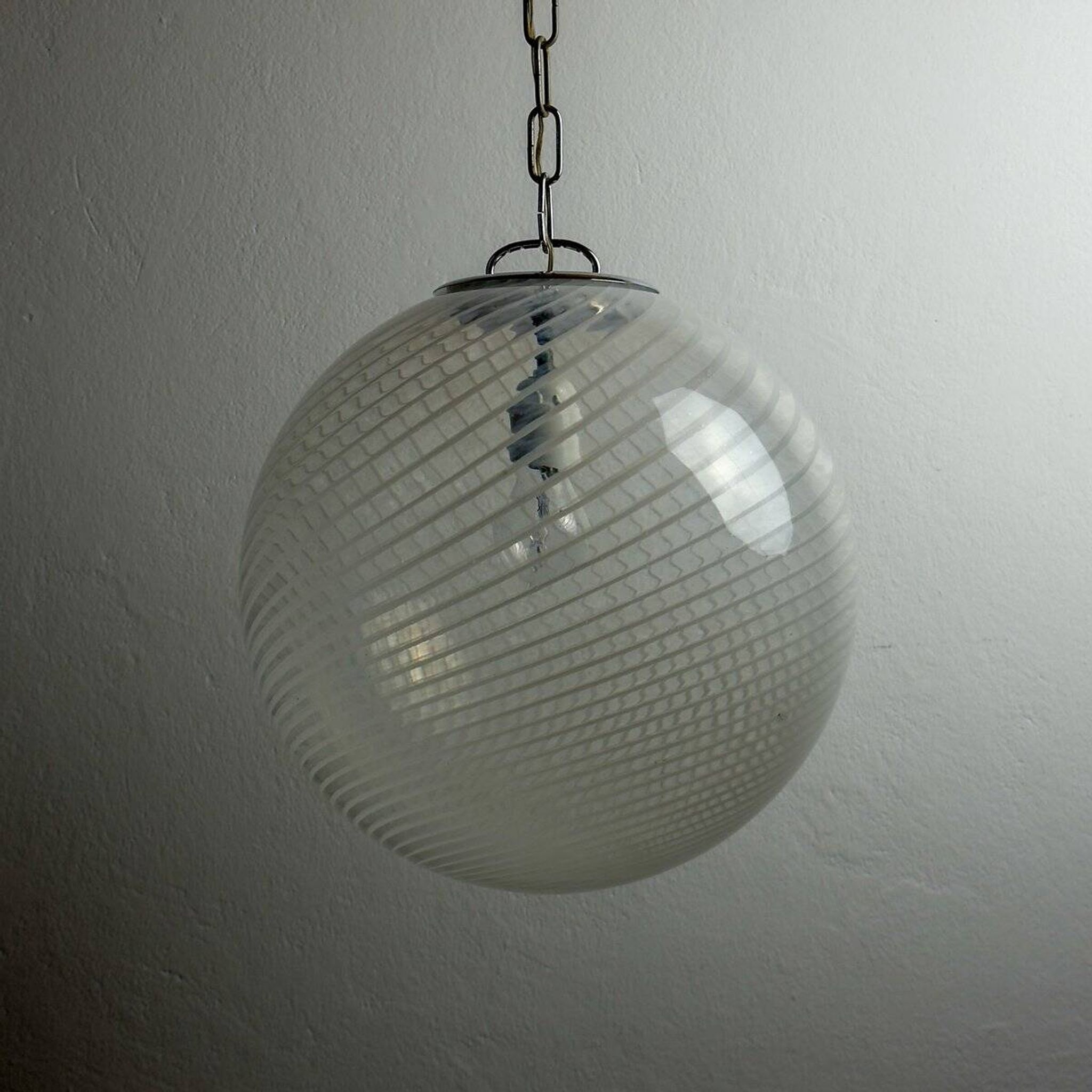 Vintage Swirl Murano pendant lamp, Italy, 1970s