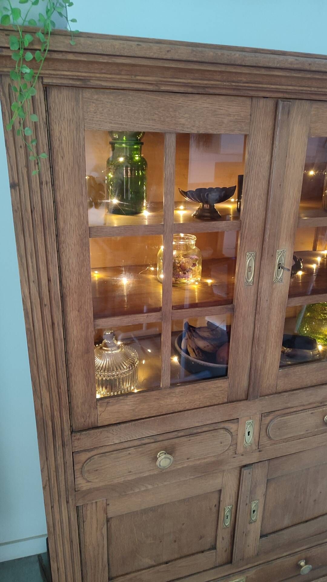 Vintage oak display cabinet