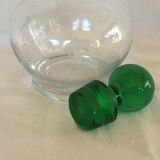 Glass wine carafe with green glass cap